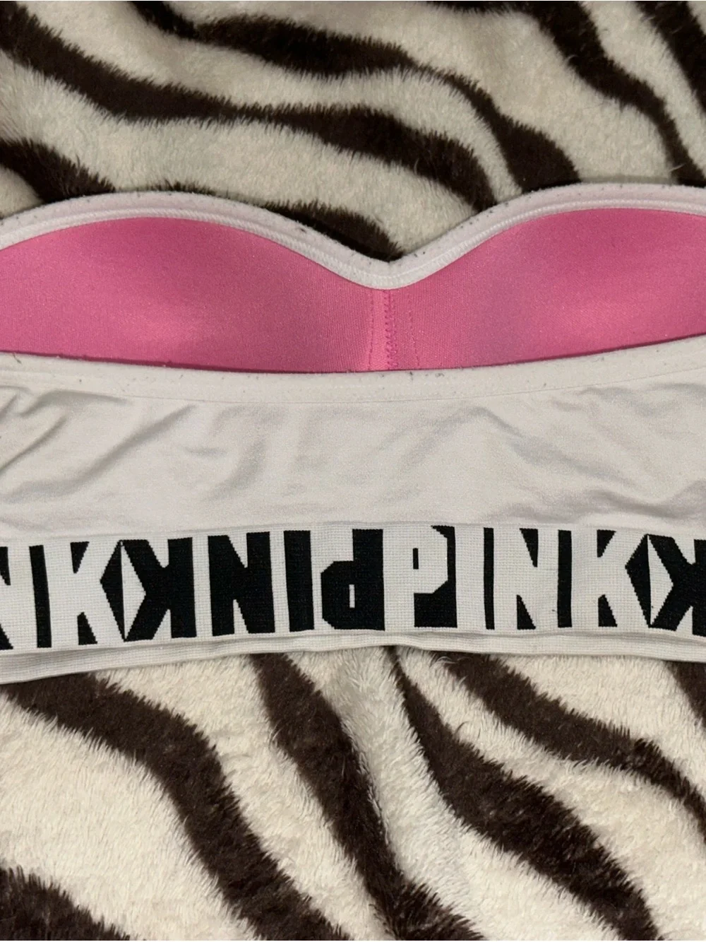 PINK Victoria's Secret White Strapless Logo Band Bra